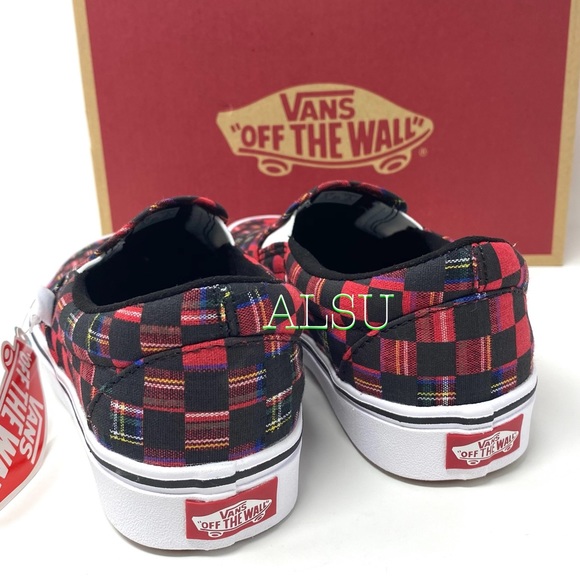 Vans Comfycush Slip On Canvas Plaid Check Red Wome - Picture 8 of 9
